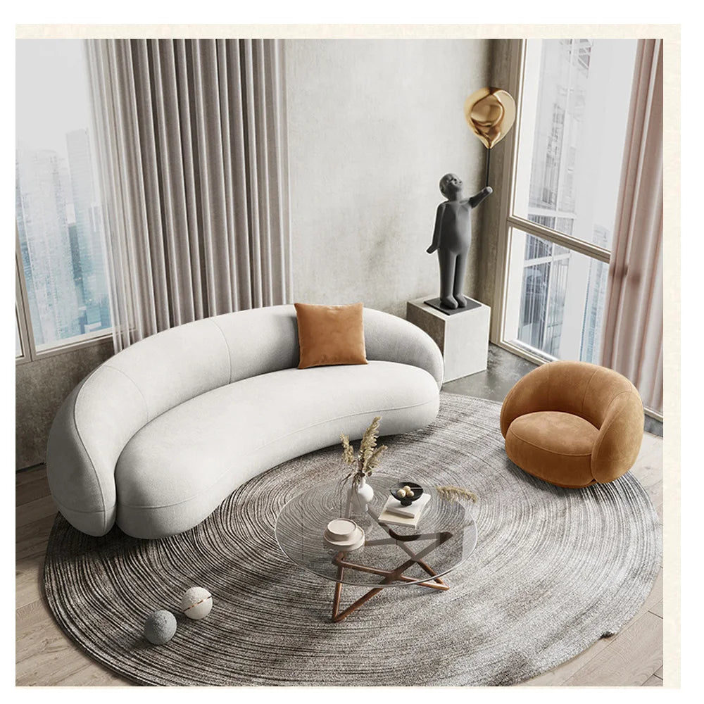 Modern design furniture sofa lounge nut circle curved sofa couch white modern sofas