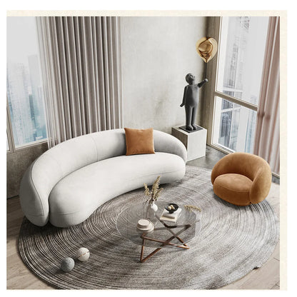 Modern design furniture sofa lounge nut circle curved sofa couch white modern sofas