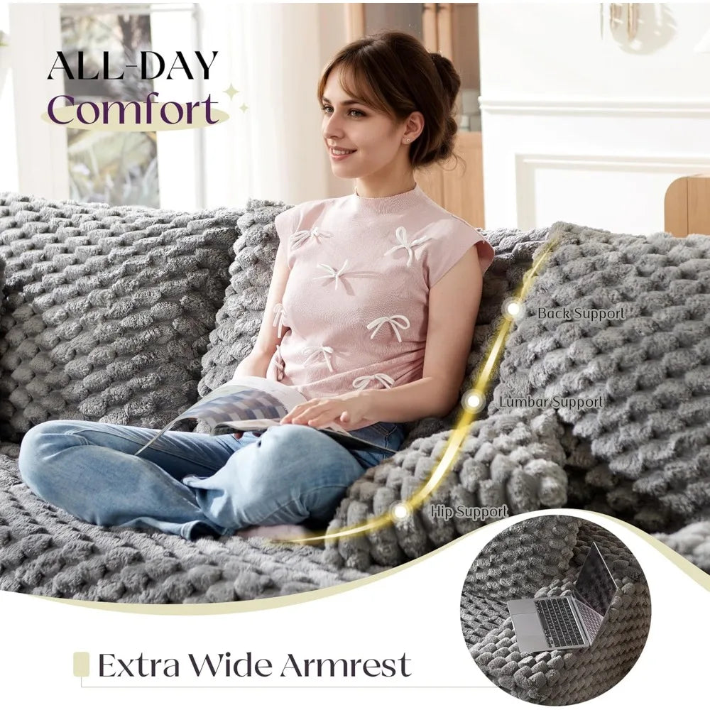 Large Modular Sectional Sofa with Deep Seating and Corduroy Fabric, L-Shaped Cloud Couch for Comfortable Relaxation