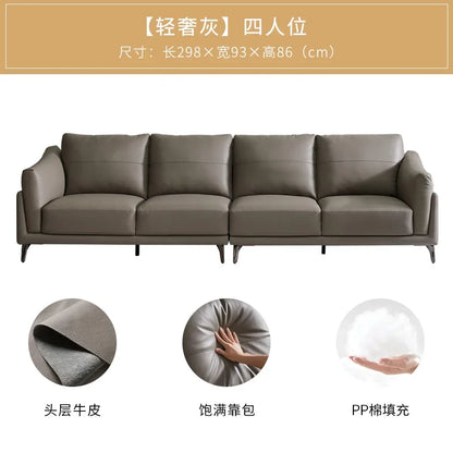 Italian simple style small apartment living room leather sofa