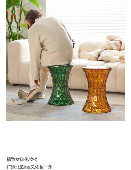 Nordic creative crystal stool Nordic simple color transparent bathroom home shoe changing  creative ins low