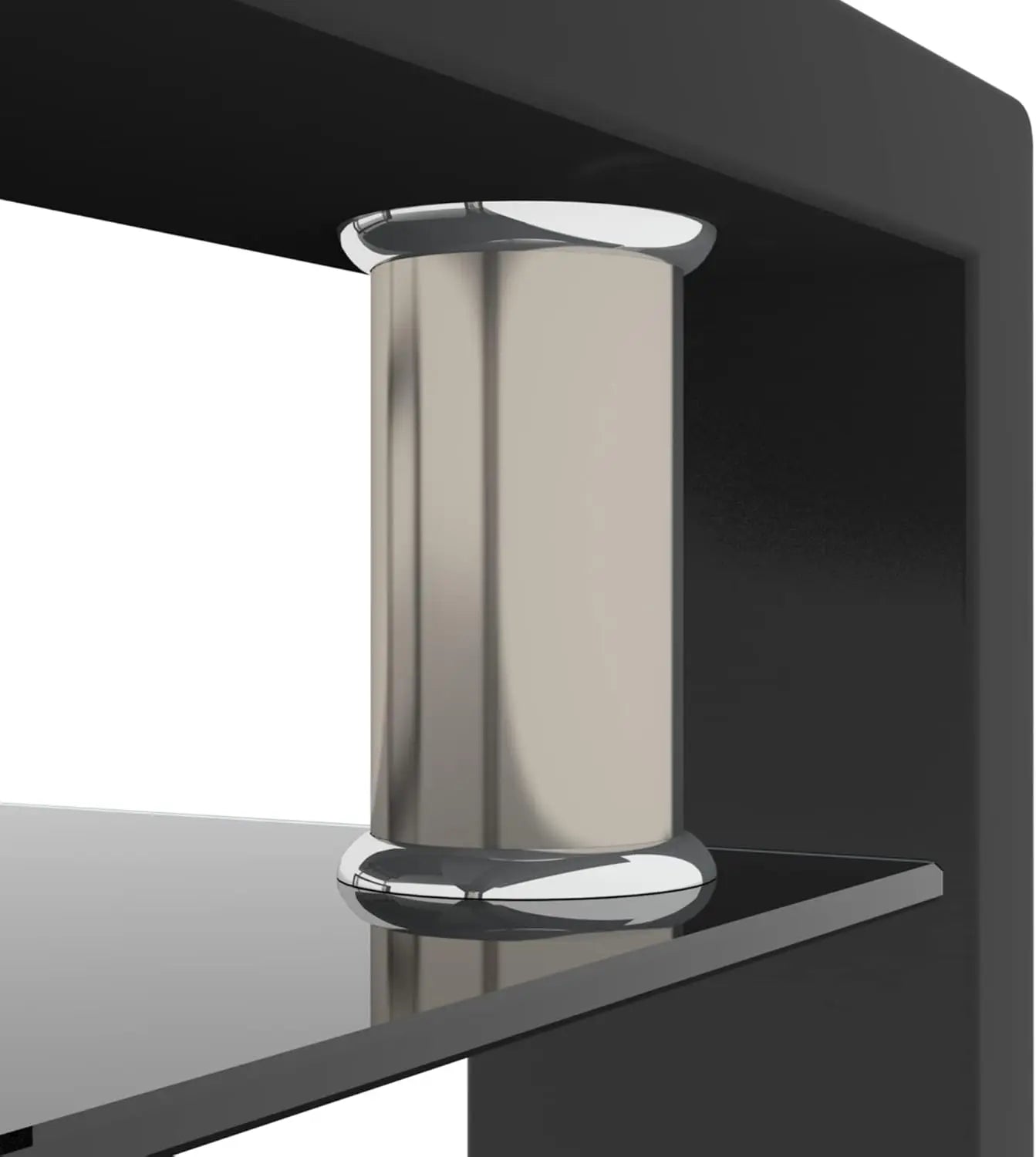 Clear Glass Coffee Table Metal Tube (All-Black)