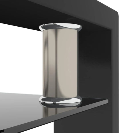 Clear Glass Coffee Table Metal Tube (All-Black)
