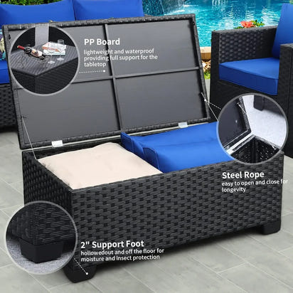 [New Arrival, Limited Stock!]6 Pieces Patio Wicker Furniture Set Outdoor PE Rattan Conversation Couch Sectional Chair Sofa Set w