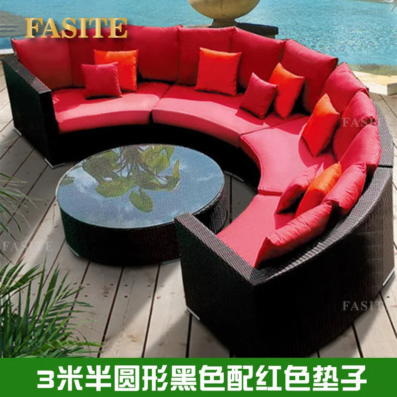 Outdoor round sofa combination rattan chair sofa