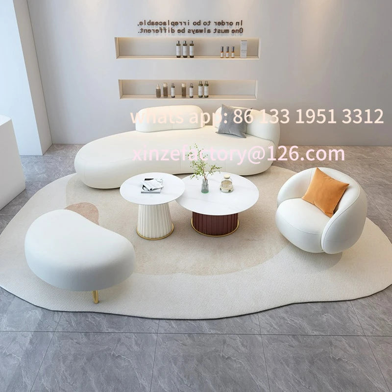 Customizable office small apartment technology fabric Nordic light luxury lounge area reception white sofa