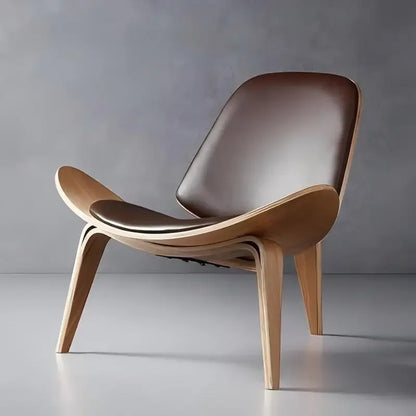 Nordic Solid Wood Walnut Color Leisure Chair Creative Simple Modern Three-legged Shell Chair Living Room Cafe Hotel Furniture