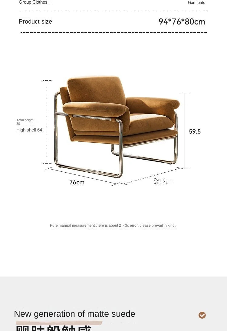 Bauhaus Antique Style Stainless Steel Designer Sofa Chair Living Room Home Balcony Leisure Recliner Negotiation Chair