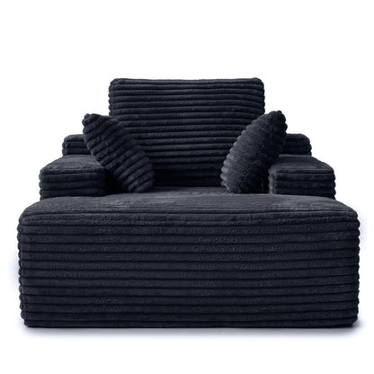 Sdoren 49inch Chaise Lounge Chair Indoor Oversized Corduroy Upholstered Boneless Sofa Bed Deep Seat Sleeper Couch Reading Chairs