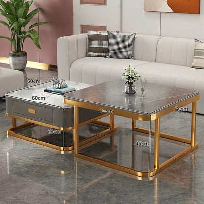 Glass Luxury Coffee Tables Bedside Centre Center Coffee Tables Gold Combination Nordic Basse De Salon Living Room Furniture