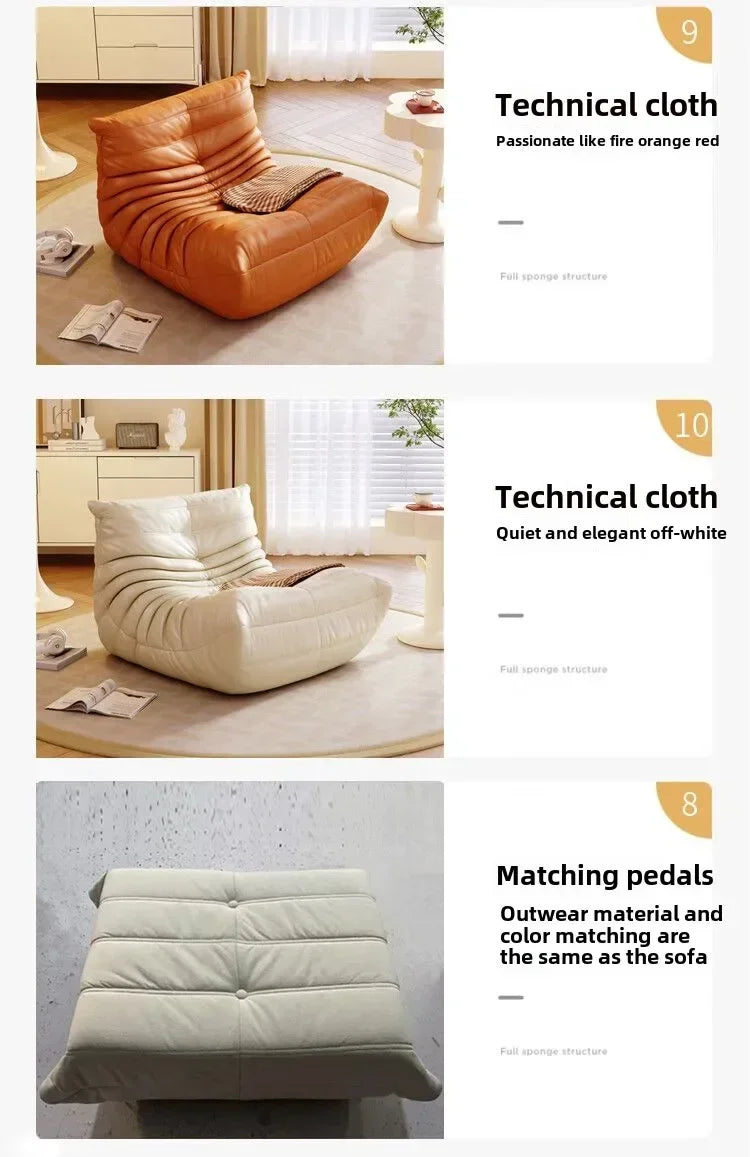 Caterpillar Sofa Living Room Single Bedroom Cloth Art Black Leather Lazy Man Sofa Bedroom Living Room Chair Sofa