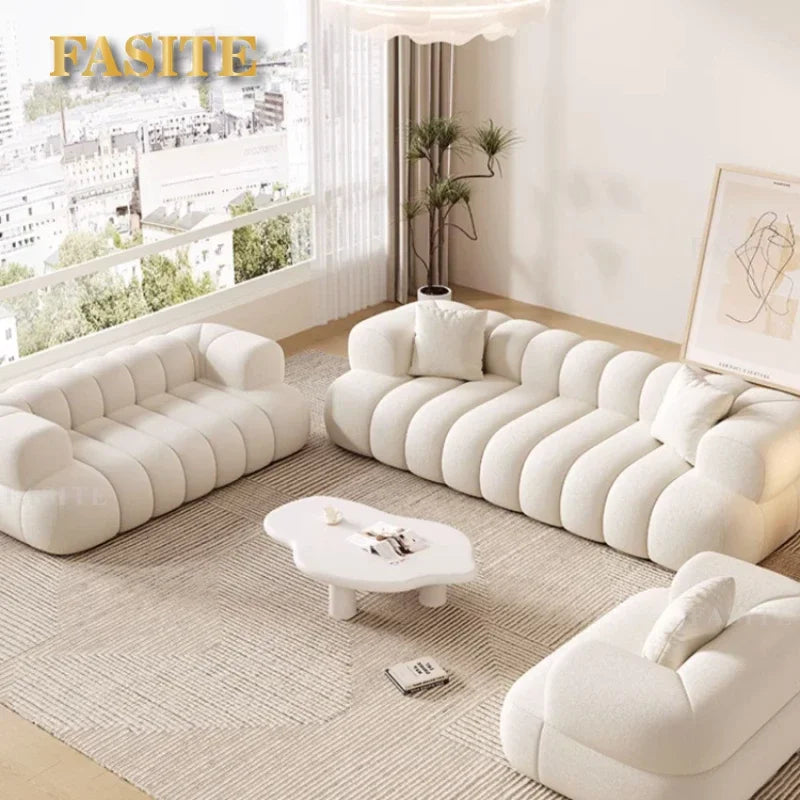 French Modern Velvet Puff Sofa Living Room Home Fabric Minimalist Sofa Reclinable