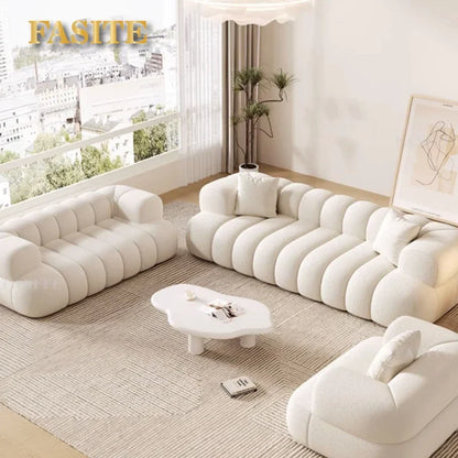 French Modern Velvet Puff Sofa Living Room Home Fabric Minimalist Sofa Reclinable