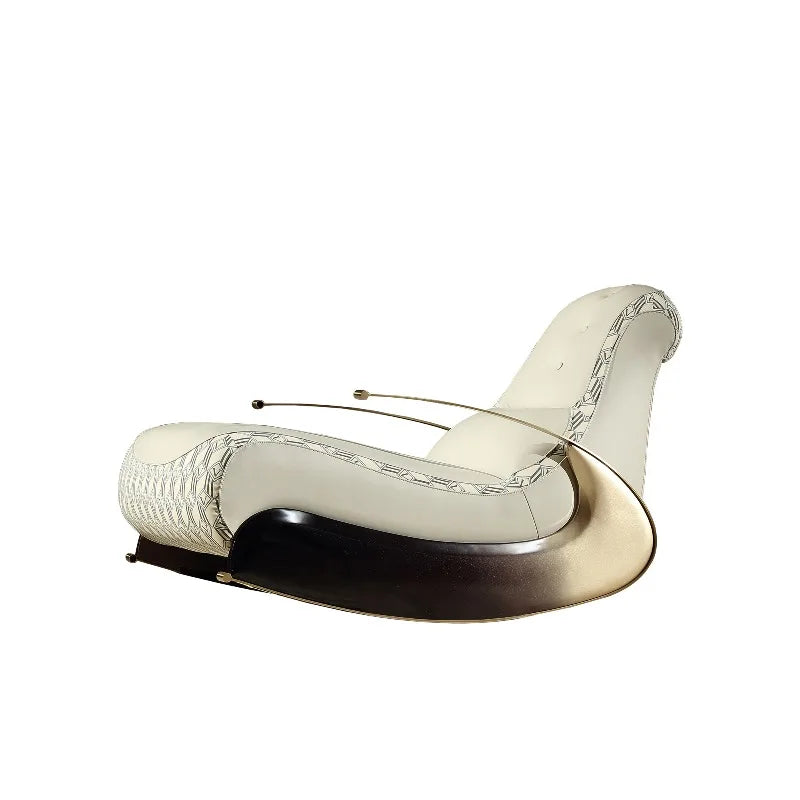 Modern Italian light luxury leather leisure chair living room single sofa rocking chair