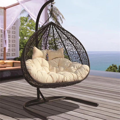 Egg Outdoor Rattan Swing Pod Garden Double Seater Patio Price Round Basket Indoor Hot Sell Wicker Shaped Swinging Hanging Chair