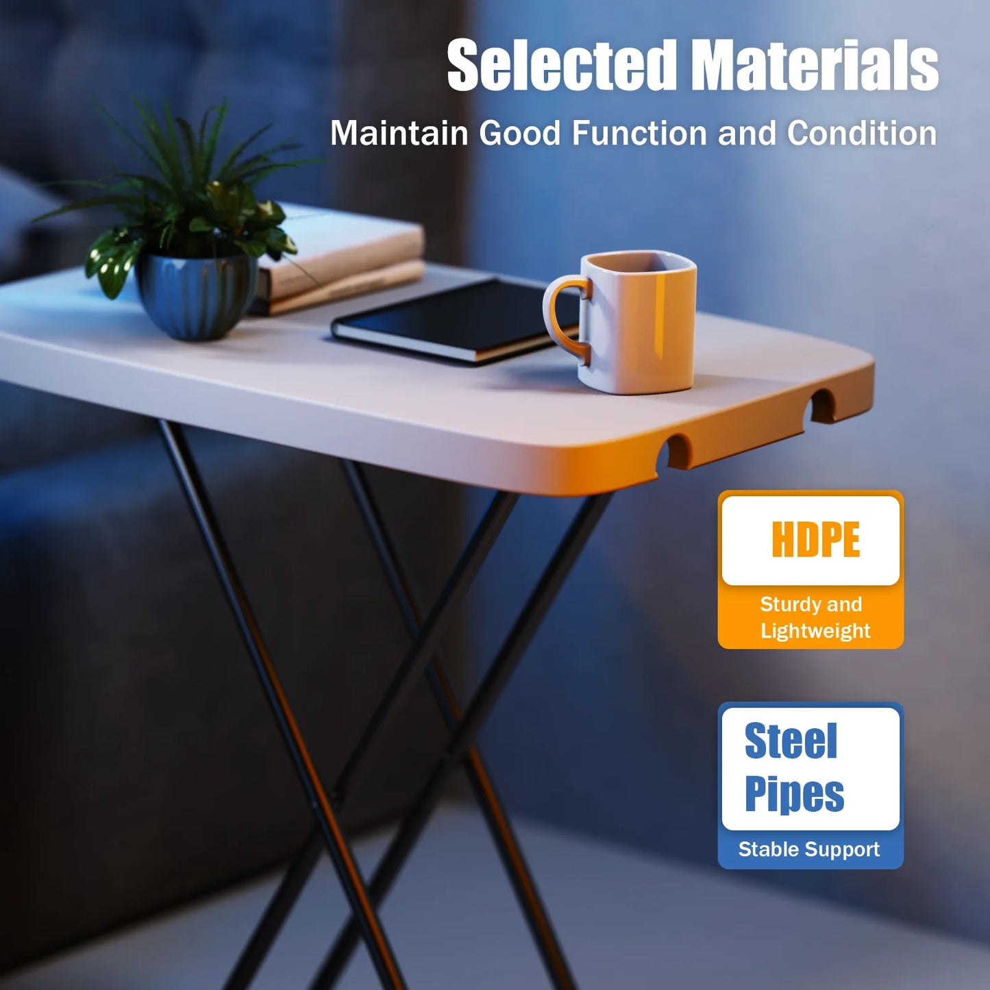 Adjustable Folding Table Portable Multi-height Folding Desk Camping Picnic Table Household Dining Table Steel Frame Table