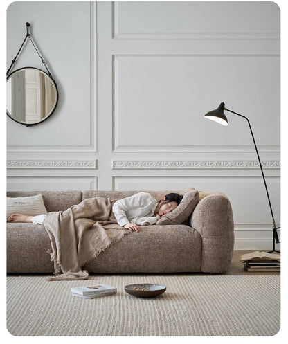 Large Retro Lounge Lazy Sofa Modern Chenille Apartment Living Room Cream Tofu Blocks Style Fabric Armchairs Home Furniture