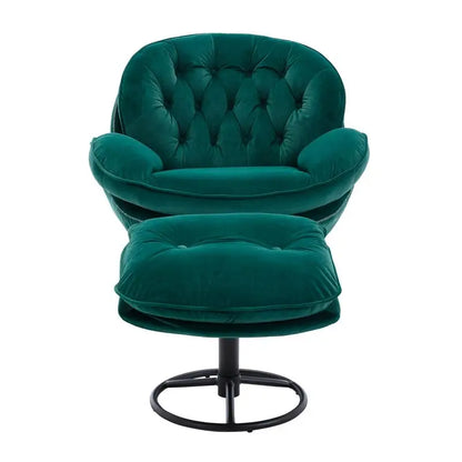 Green Accent Chair with Ottoman for Living Room and TV Viewing