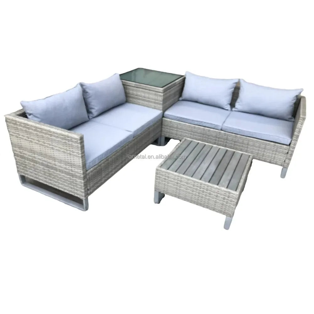 Premium Sofa Set Garden Sets 4PC Garden Patio Furniture with Cushion Back Cushion