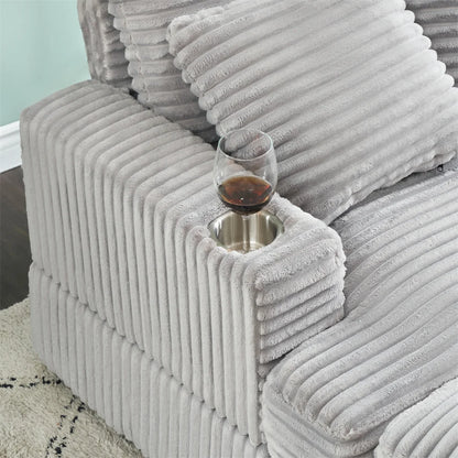Armchair with Sleep Function Spring Upholstered Armchair Ottoman Set Comfortable Single Sofa Lounge Chaise with Cup Holder