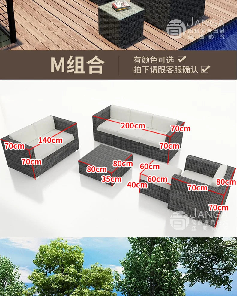 Outdoor courtyard, office building, reception area, sales center, round sofa, outdoor rattan chair, negotiation of large