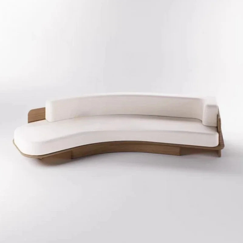 Nordic solid wood double three curved hotel clubhouse reception fabric sofa