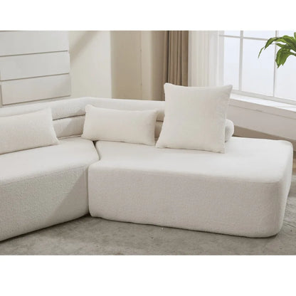 [NEW ARRIVED] [VIDEO PROVIDED] 128"Minimalist Cloud Sectional Couch Modern Couches 4-Seater No Assembly Two modular sofa Boucle
