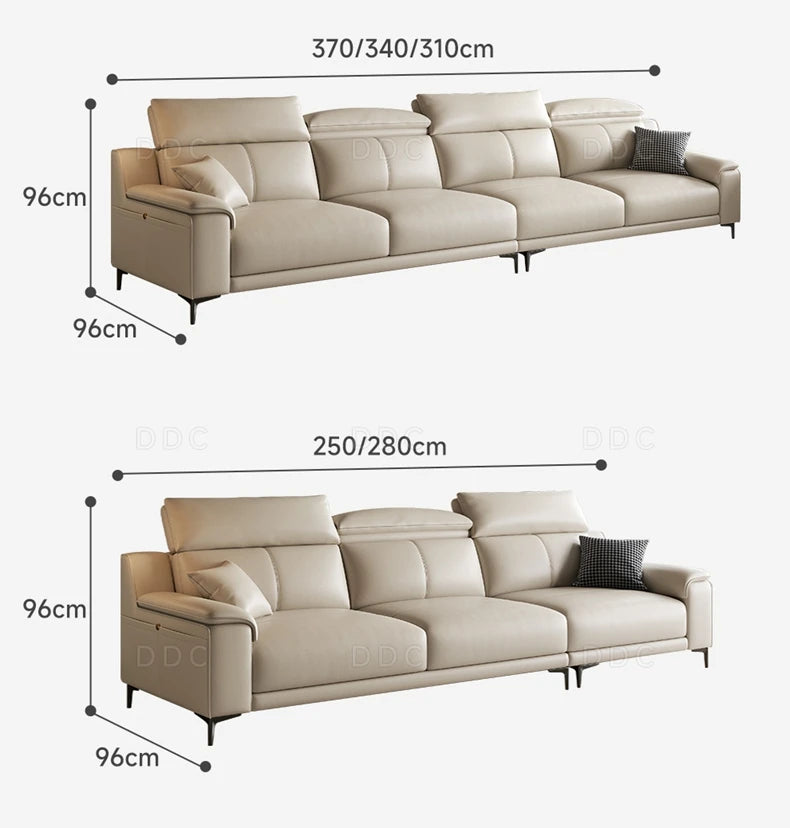 Modern minimalist top-layer cowhide inline sofa small apartment Italian minimalist living room concubine