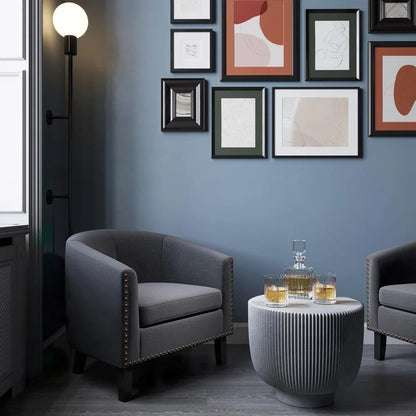 Barrel Chair, Modern Tub Club Chair Upholstered Armchair with Gold Nail Head Trim and Black Legs for Living Room Bedroom