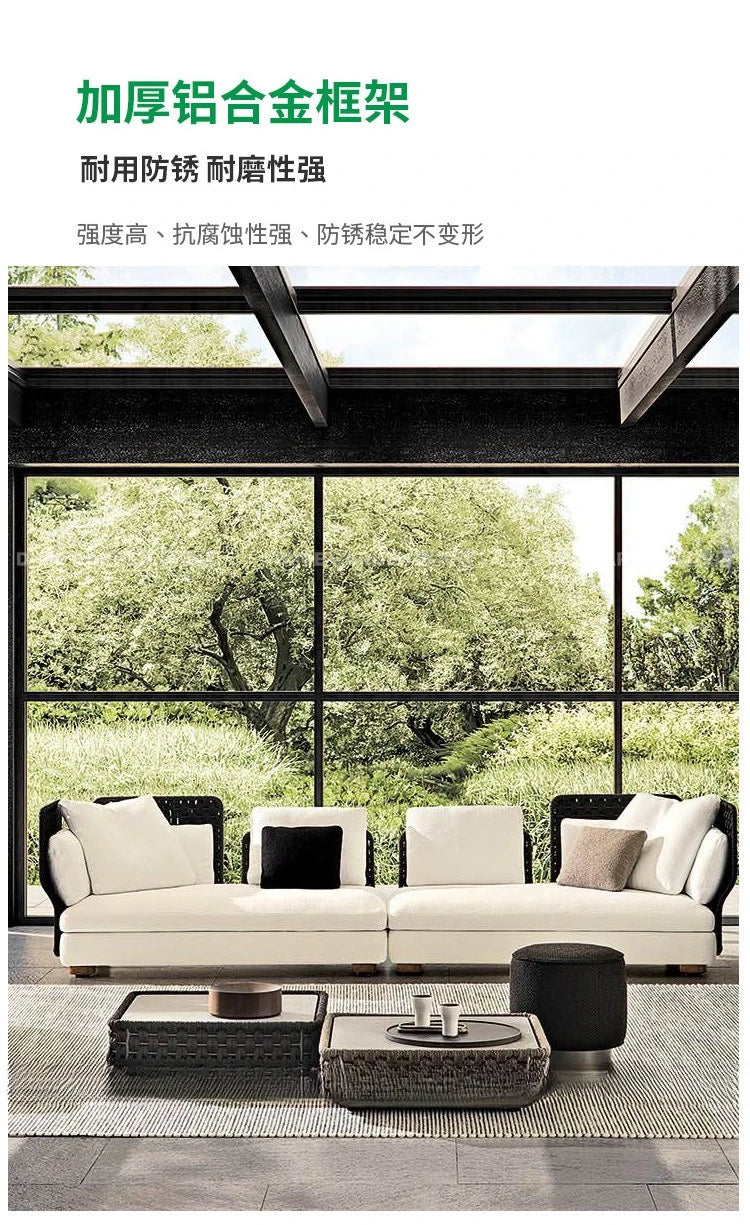 Outdoor rattan sofa, courtyard bed recliner, villa outdoor Nordic simple white bantam L-shaped sofa