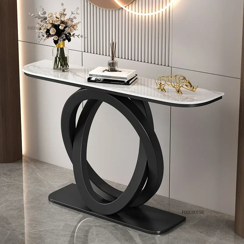 Luxury Iron Console Table Italian Semi-circular Entrance Cabinet Tables Home Furniture Creative Corridor Entryway Table