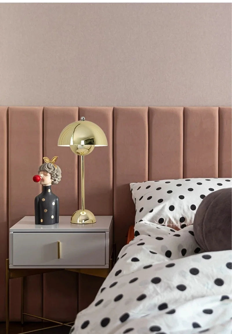 Nordic modern minimalist bedroom bedside lamp creative  flower bud cream style small table