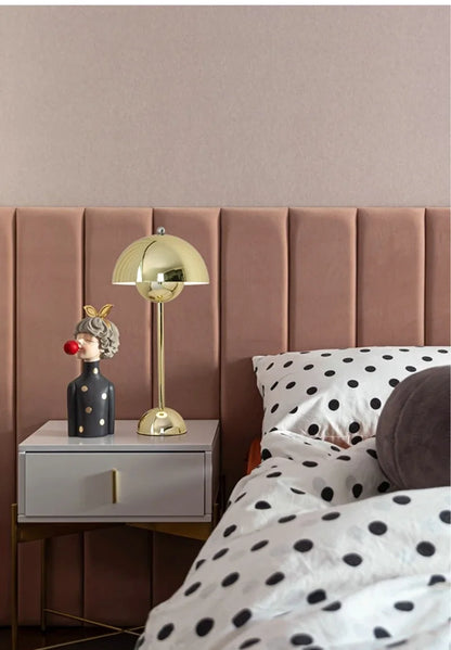 Nordic modern minimalist bedroom bedside lamp creative  flower bud cream style small table