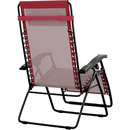 Basics Outdoor Patio Zero Gravity Lounge Chair with Pillow, Folding Reclining and Textilene Adjustable, Folding Lounge 26" Black