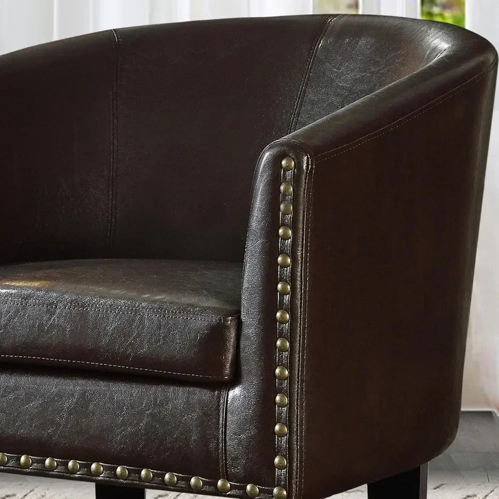 -Living Room Chairs Relaxing Chair Chaise Longisers Dark Brown Faux Leather Upholstery Chairs Club Style Armchairs Furniture Hom