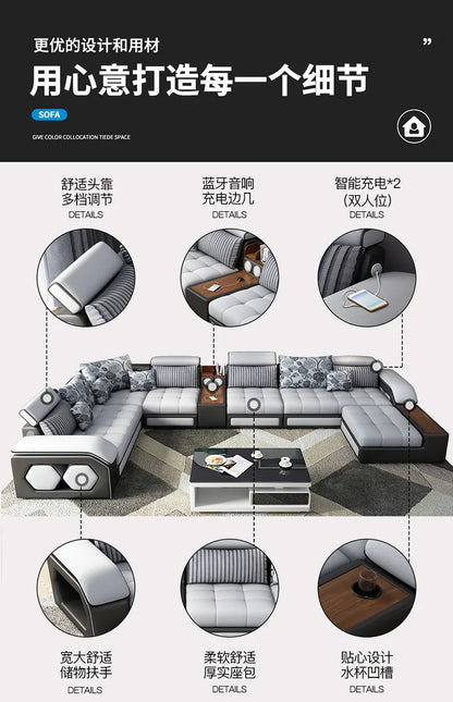 Modern 5 6 7 8-Seater Fabric Sofas Sectional Set for Living Room Hotel Furniture with Sponge Filling
