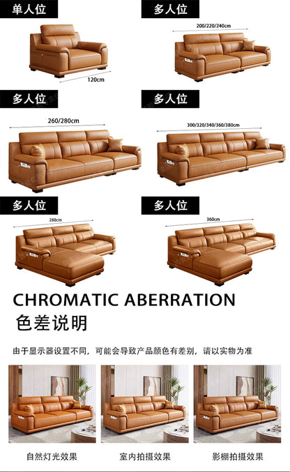 New European-style simple leather sofa wedding room new house light luxury small apartment high-end leather sofa straight row