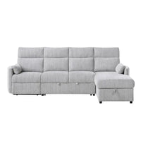Grey Sleeper Sofa with Storage Chaise Lounge, Versatile Design for Living Room or Guest Room, Compact and Stylish Furniture