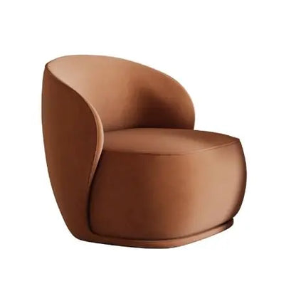 PU Leather Accent Armchair, Modern Round Club Chair for Living Room or Bedroom, Upholstered Single Sofa Seat for Small Spaces