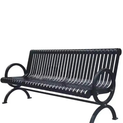 High Quality Modern European Style Durable Black Metal Outdoor Lawn Bench for Park & Gym Use