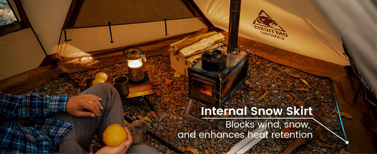 OneTigris Orbitis Tunnel Tent with Stove Jack 4 Person Lightweight Camping Hot Tent with Mesh Vent for Glamping Bushcraft Travel