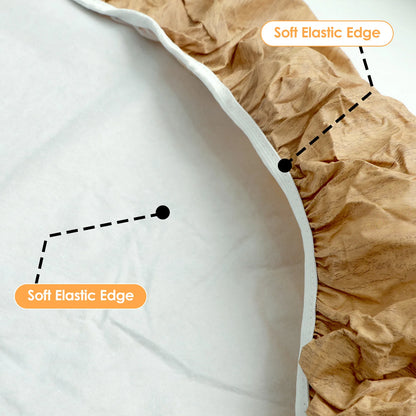 Round Table Cloth Waterproof Farmhouse Table Cover Decorative Wood/Woven Texture Tabletop Protection Rustic Wipeable