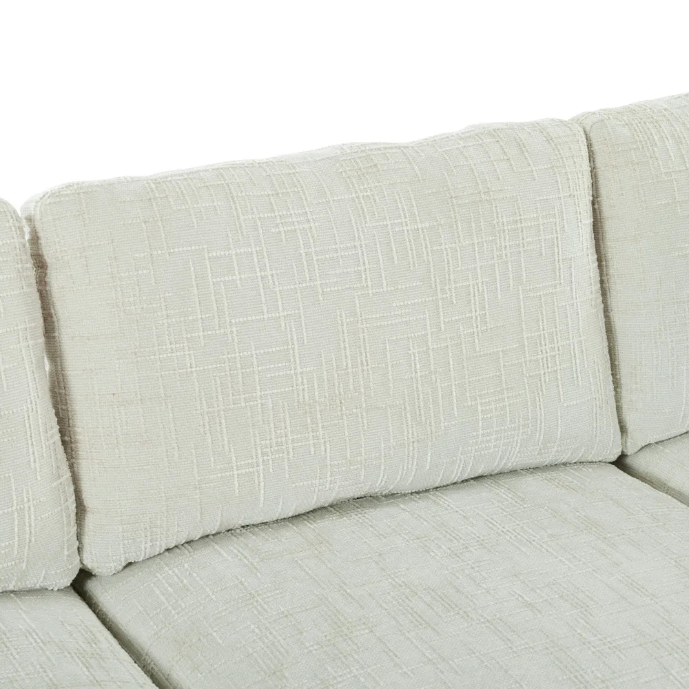 127 inch U-shaped segmented sofa with movable Ottoman style, 6-piece set of chenille fabric sofa