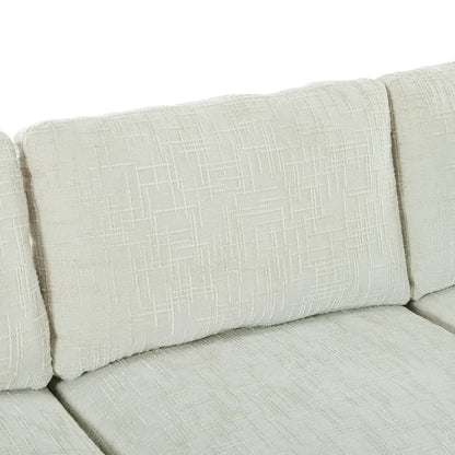 127 inch U-shaped segmented sofa with movable Ottoman style, 6-piece set of chenille fabric sofa