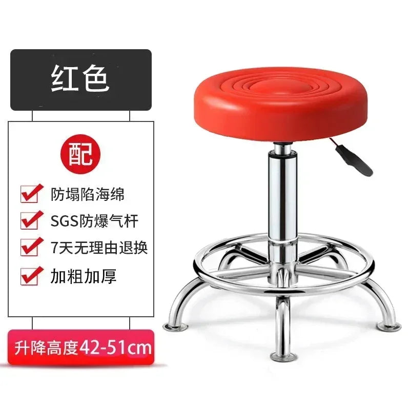 PU Leather Modern Rolling Stool Low Back Height Adjustable Work Salon Drafting Swivel Task Chair with Footrest