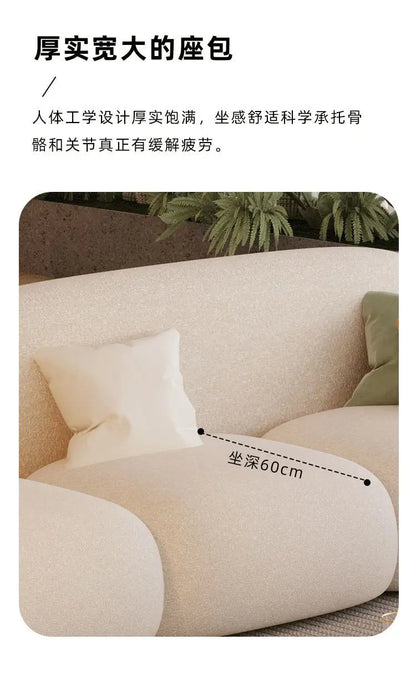 Simple living room, modern cream style, rental house, fabric sofa, straight row light luxury, bedroom sofa