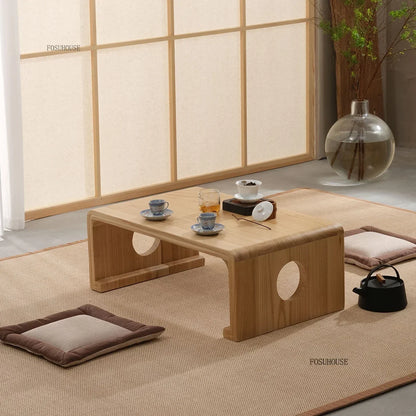 Japanese Solid Wood Coffee Table for Living Room Furniture Sofa Side Table Light Luxury Minimalist Household Window Small Table
