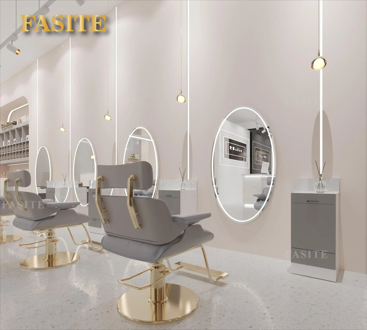 Beauty Barber Shop Mirror Frameless Barber Shop Internet celebrity hair salon