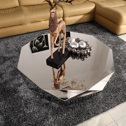 Modern Living Room Furniture Luxury Gold/silver Stainless Steel Coffee Table Mirrored Creative Diamond Shape Coffee Table Design