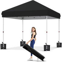 10x10 FT Pop Up Canopy Tent, Black Heavy Duty Waterproof Gazebo Shelter with Wheeled Carry Bag Portable Instant Sun Shade for Outdoor Parties, Events & Camping,Patio, Garden, Beach